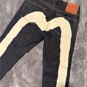 Evisu Men's Slim Jeans with Cream Detail